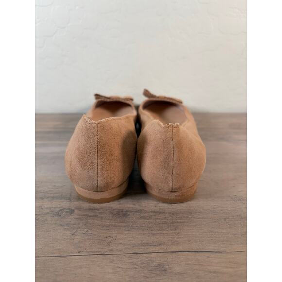 French Sole Halo Make up Suede Ballet Flat Shoes Bow Tan Leather size 9.5 EUC - Picture 3 of 14